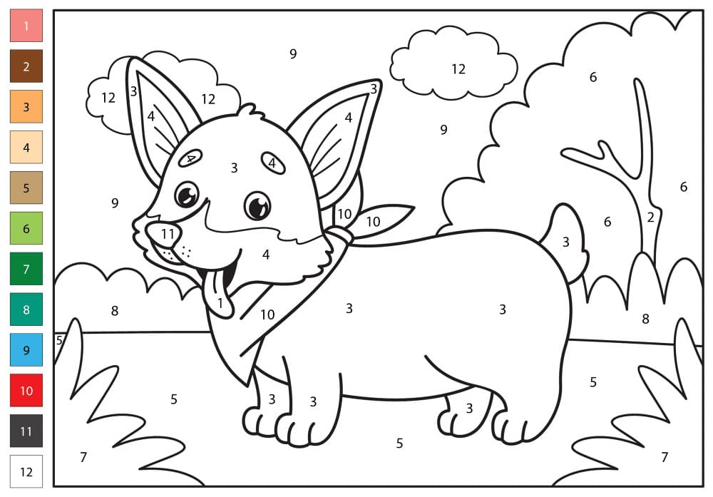 Corgi de maison Coloriage Magique
