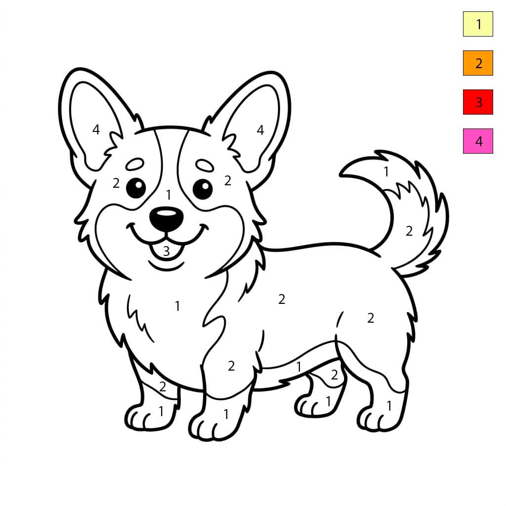 Corgi docile Coloriage Magique