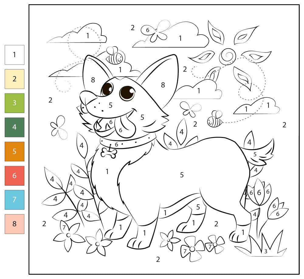 Corgi joueur Coloriage Magique