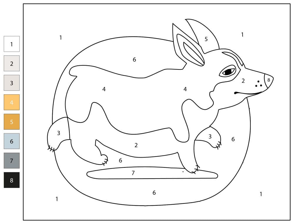 Corgi qui court Coloriage Magique