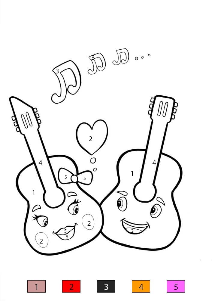 Couple de guitares Coloriage Magique
