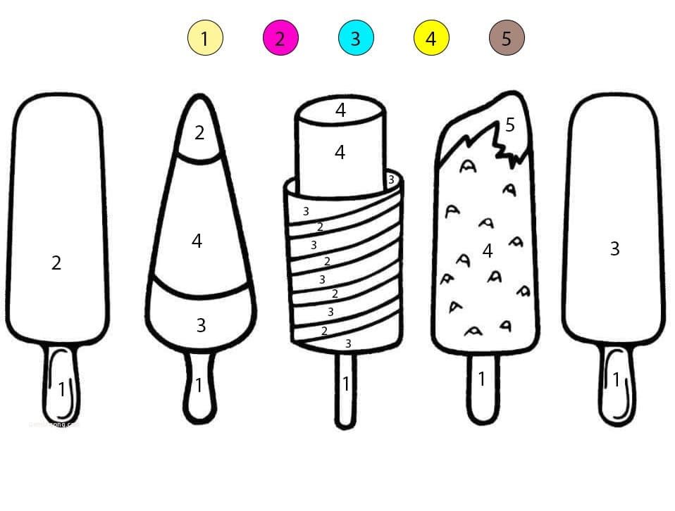 Délicieuses glaces à l'eau Coloriage Magique