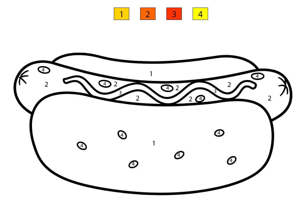 Délicieux hot-dog Coloriage Magique