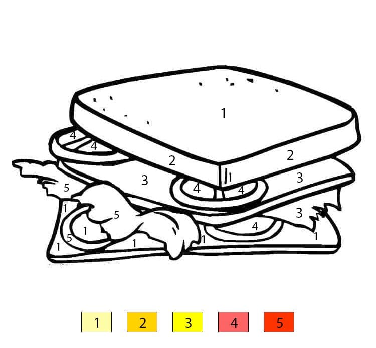 Délicieux sandwich Coloriage Magique
