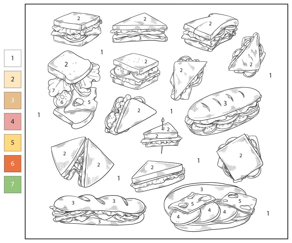Ensemble de sandwichs Coloriage Magique