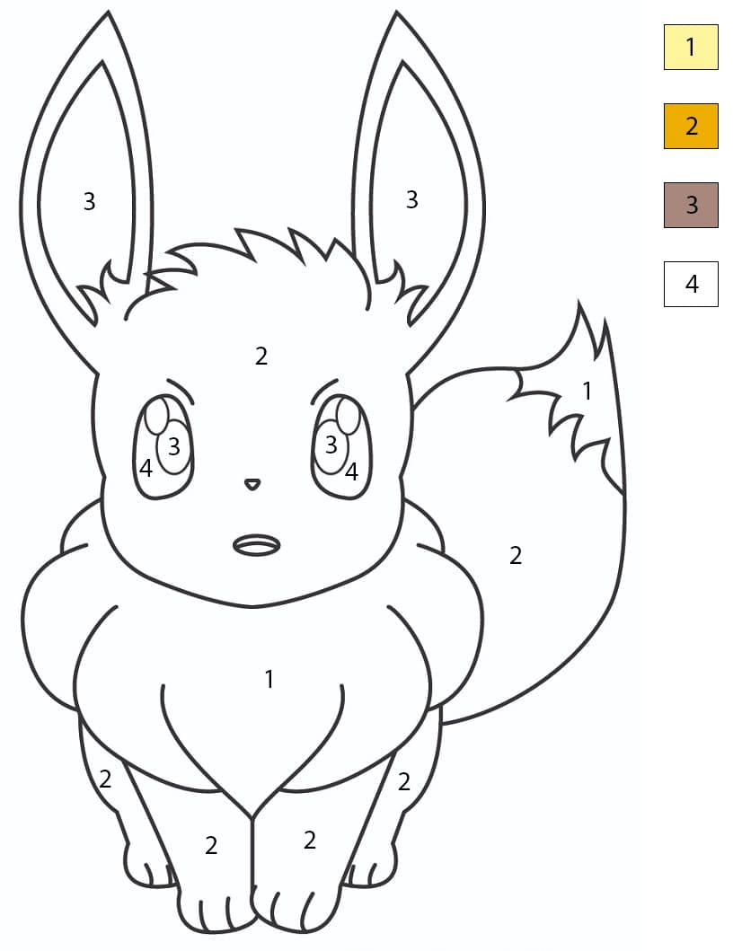 Évoli chibi Coloriage Magique
