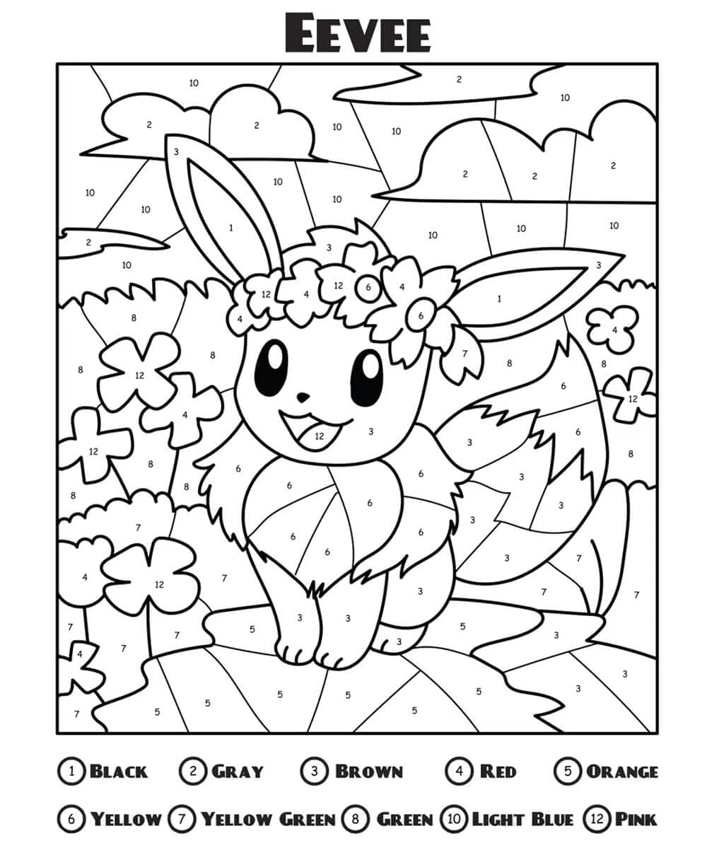 Évoli et les fleurs Coloriage Magique