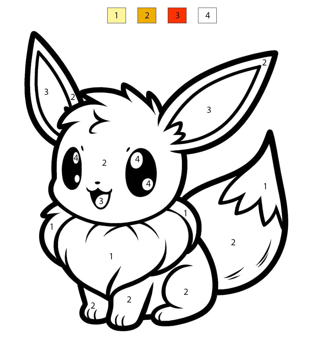 Évoli kawaii Coloriage Magique