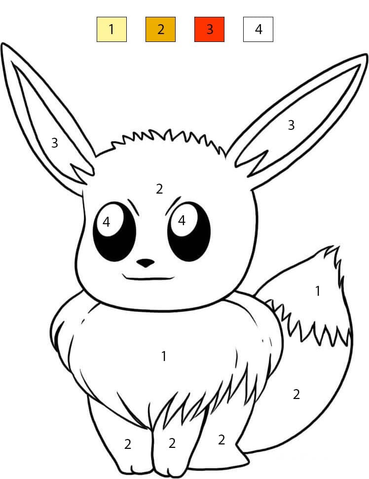 Évoli souriant Coloriage Magique