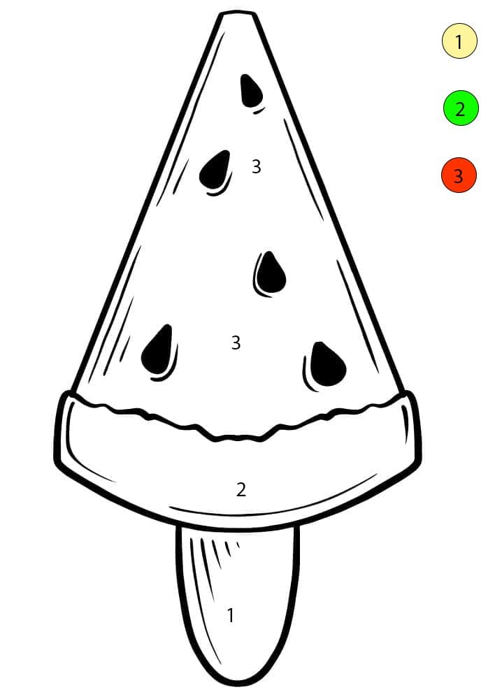 Glace à la pastèque Coloriage Magique