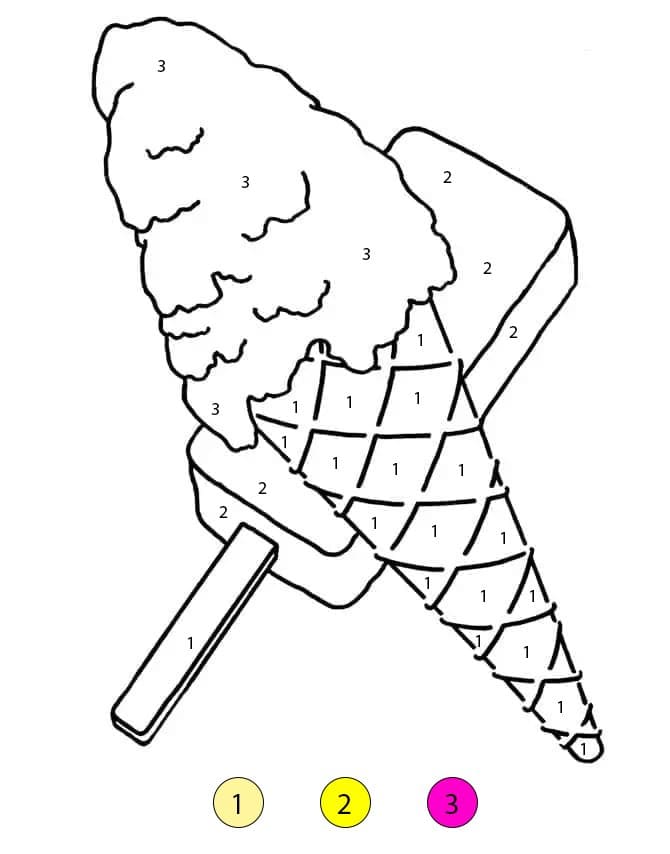 Glace à l'eau et crème glacée Coloriage Magique