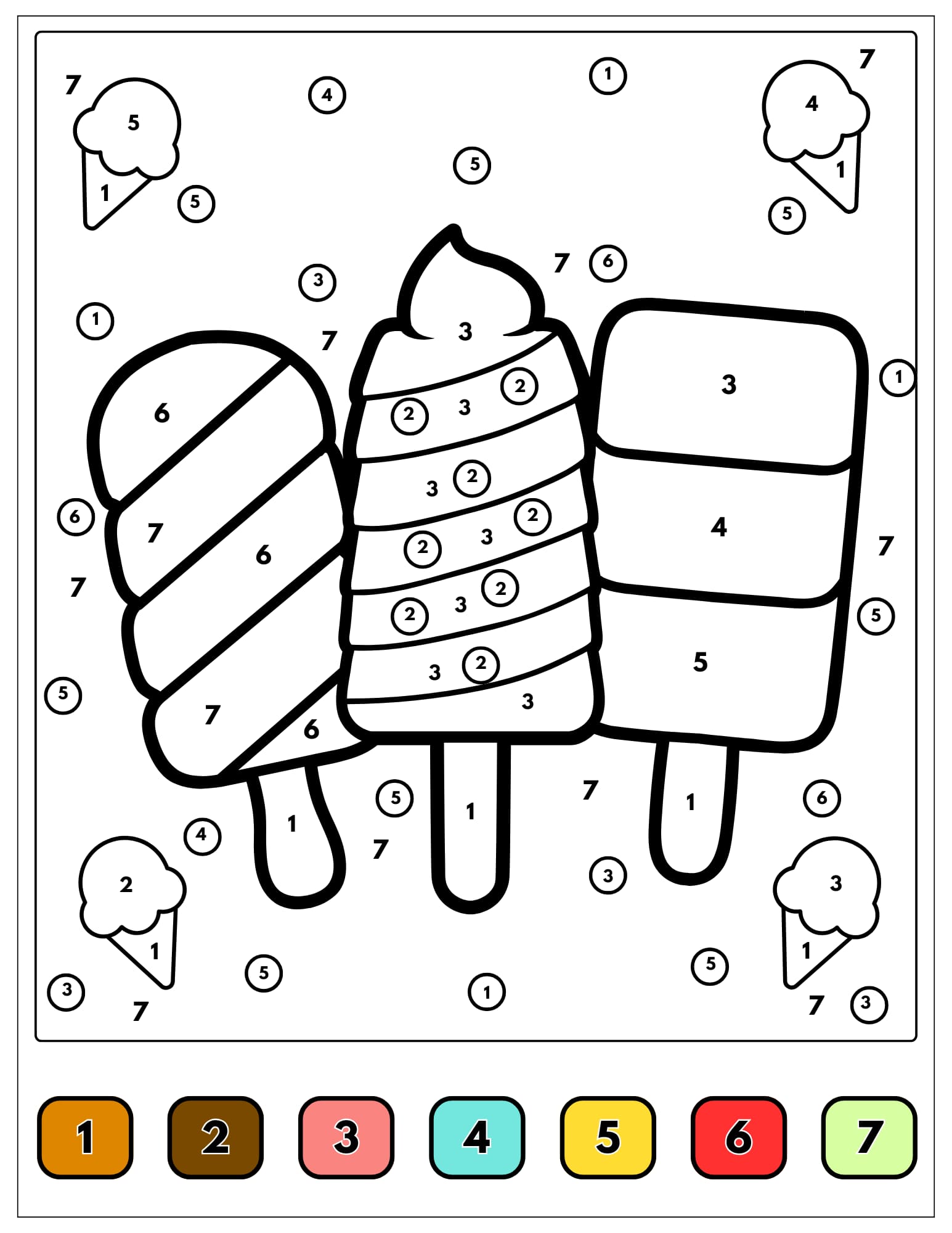 Glaces à l'eau délicieuses Coloriage Magique