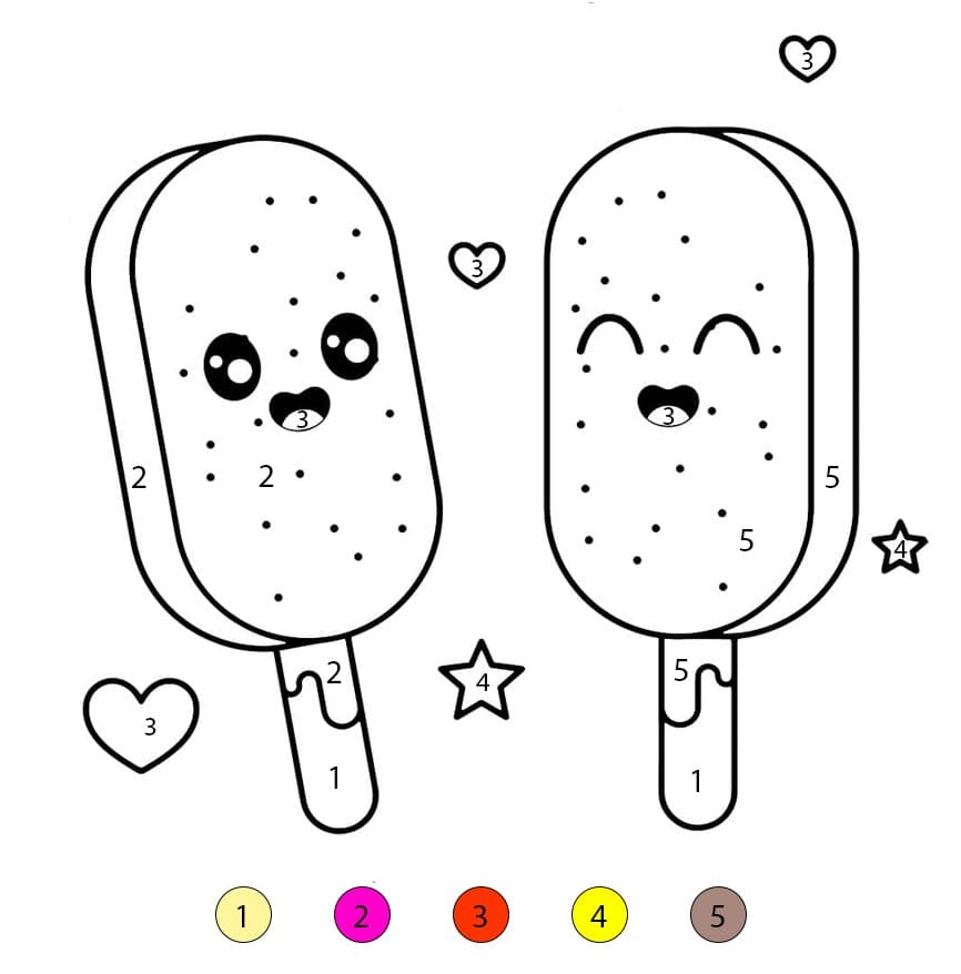 Glaces à l'eau kawaii Coloriage Magique