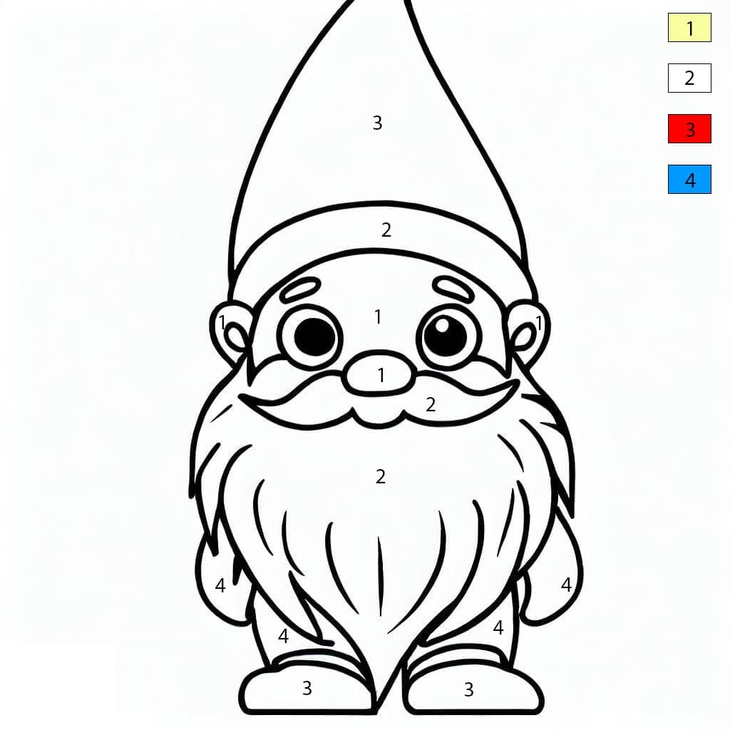 Gnome adorable Coloriage Magique