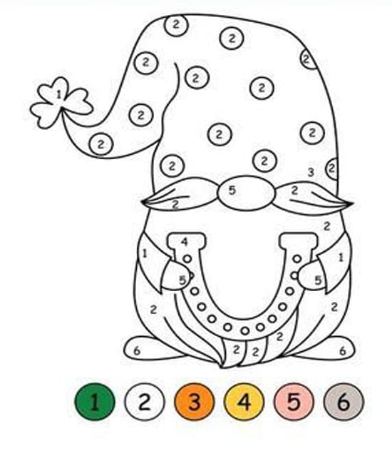 Gnome chanceux Coloriage Magique