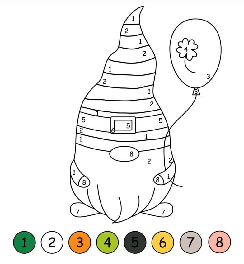 Gnome et un ballon Coloriage Magique