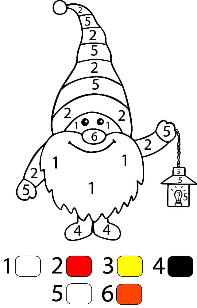 Gnome et une lampe à huile Coloriage Magique