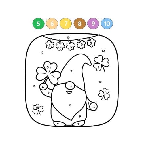 Gnome joyeux Coloriage Magique