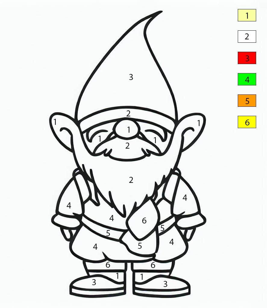 Gnome sourit Coloriage Magique
