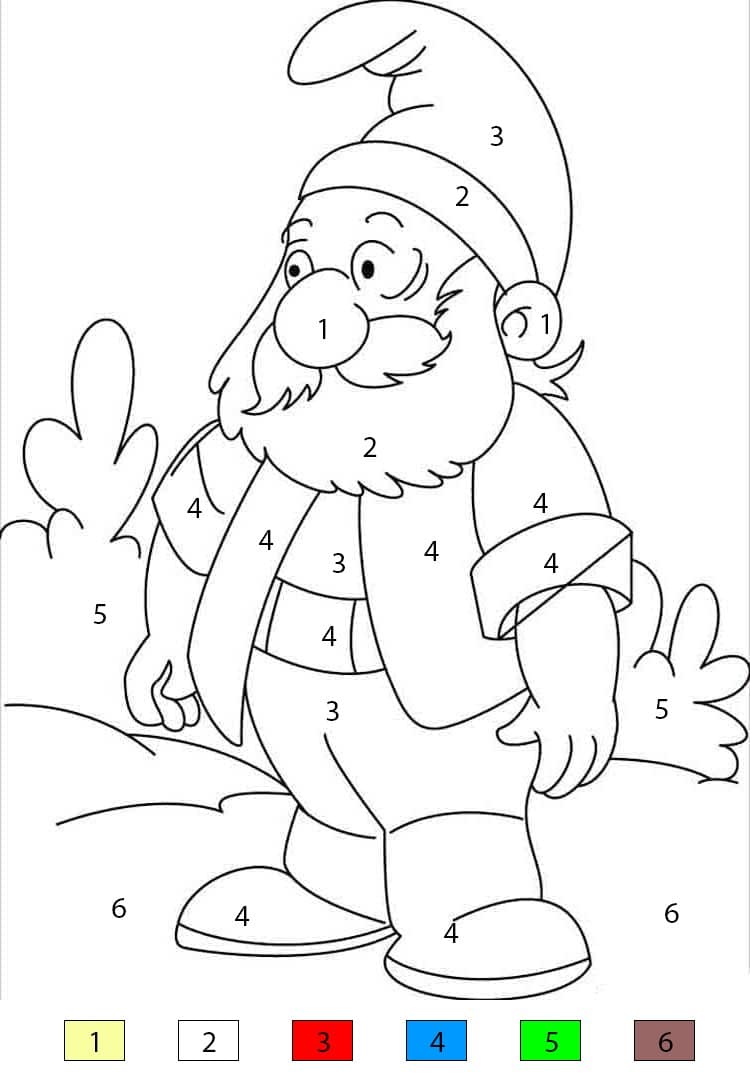 Grand gnome Coloriage Magique