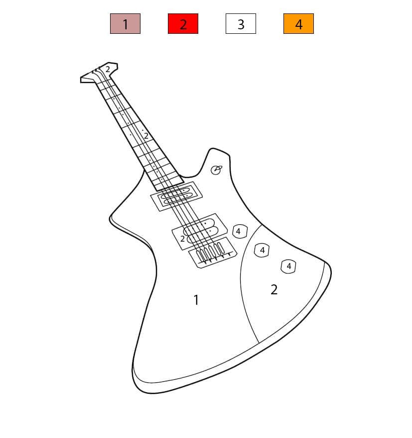 Guitare incroyable Coloriage Magique