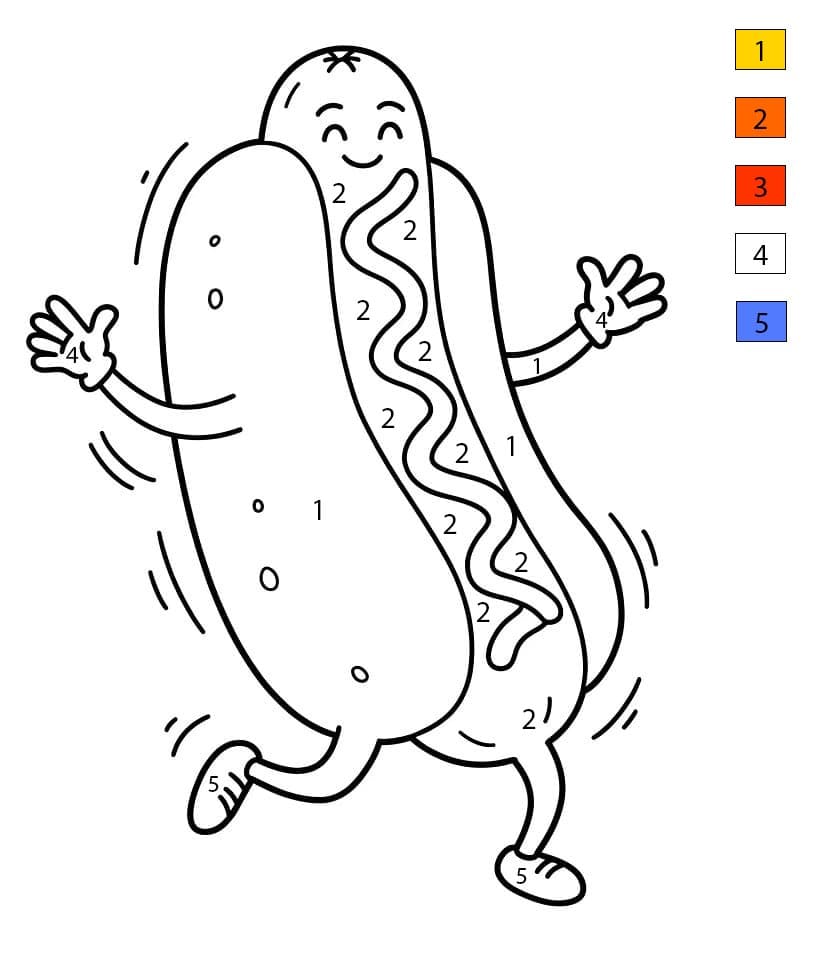 Hot Dog danse Coloriage Magique