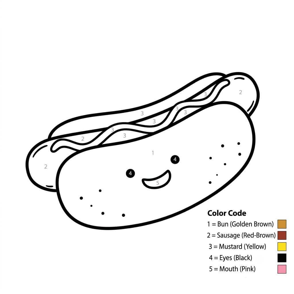 Hot-dog adorable Coloriage Magique