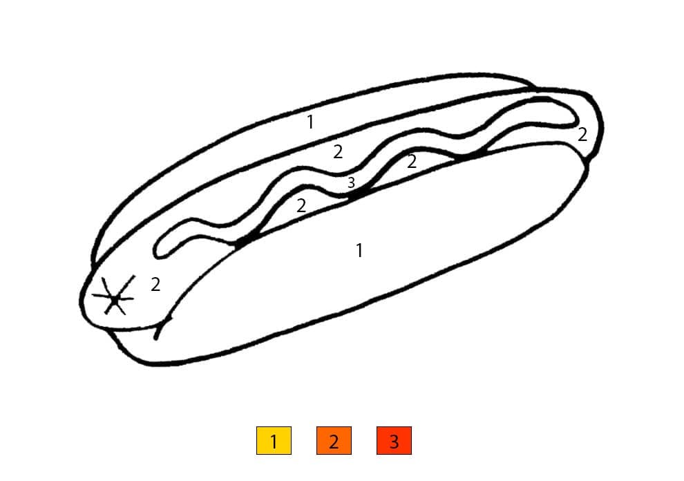 Hot-dog facile Coloriage Magique