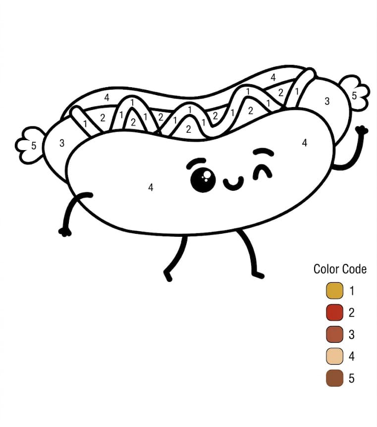 Hot-dog kawaii Coloriage Magique