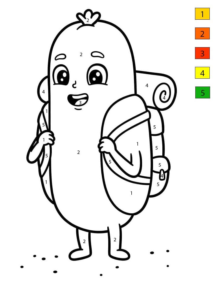 Hot-dog part camper Coloriage Magique