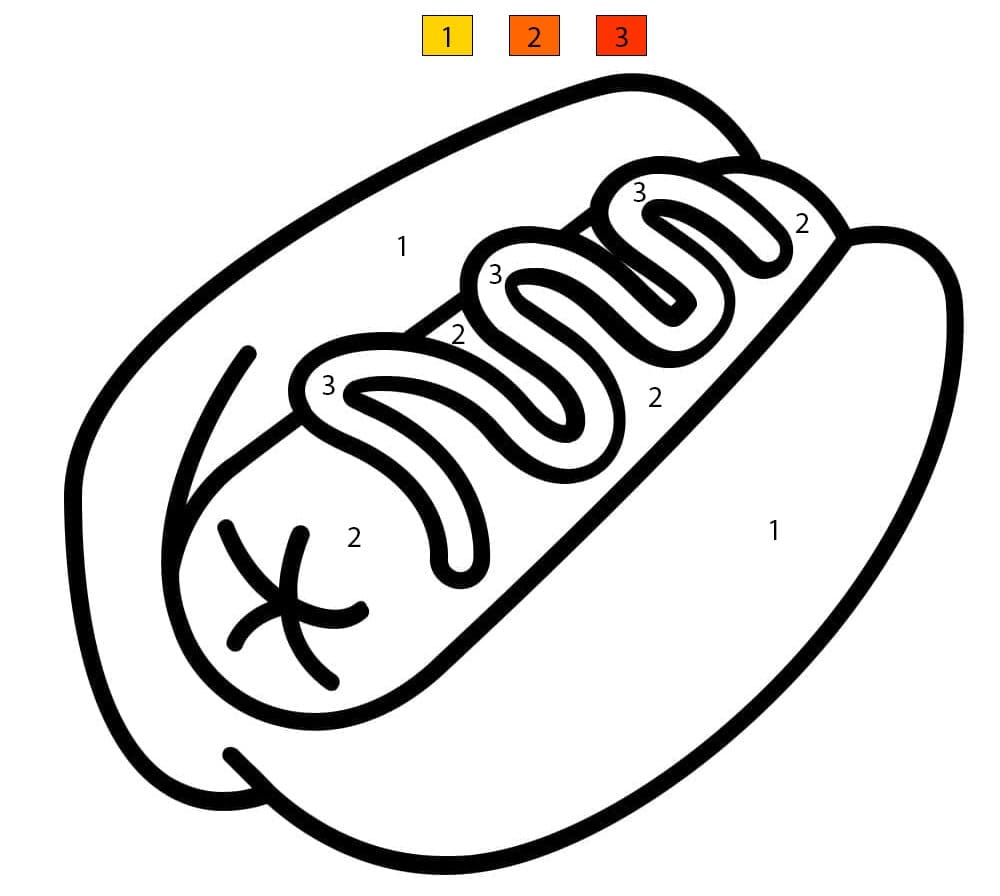 Hot-dog savoureux Coloriage Magique