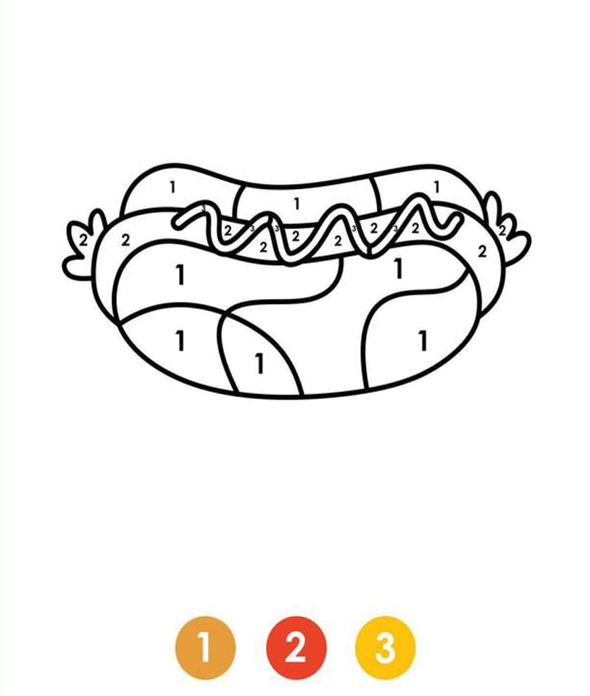 Hot-dog simple Coloriage Magique