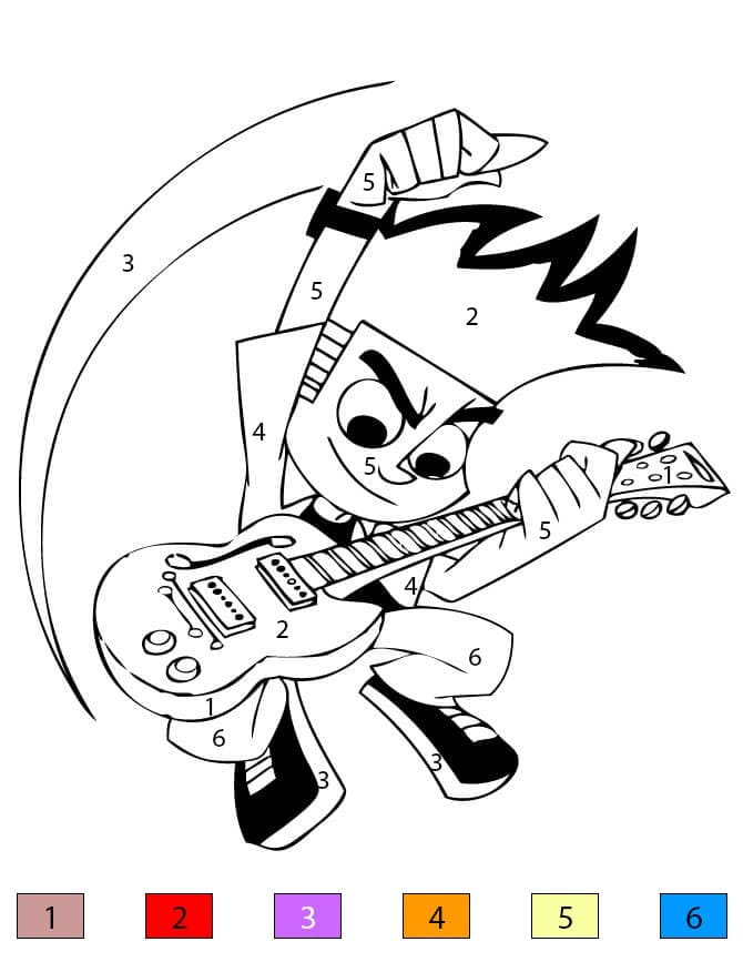 Johnny joue de la guitare Coloriage Magique