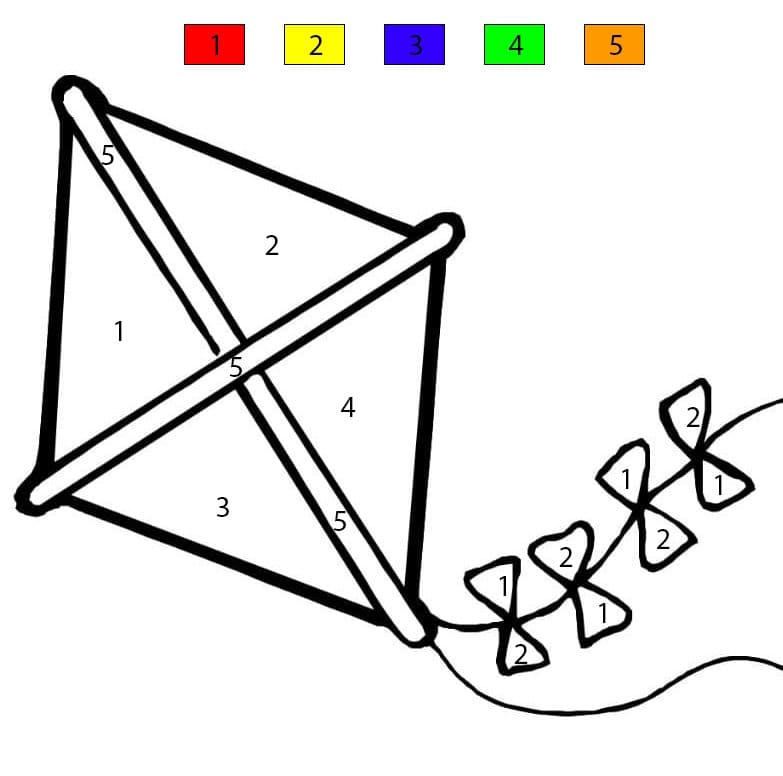 Joli Cerf-volant Coloriage Magique