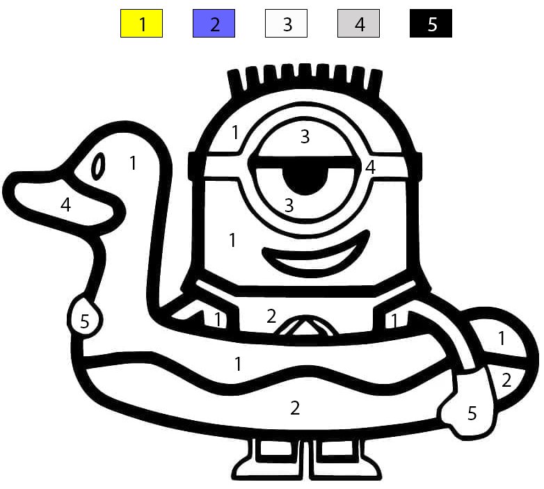 Minion et bouée gonflable Coloriage Magique