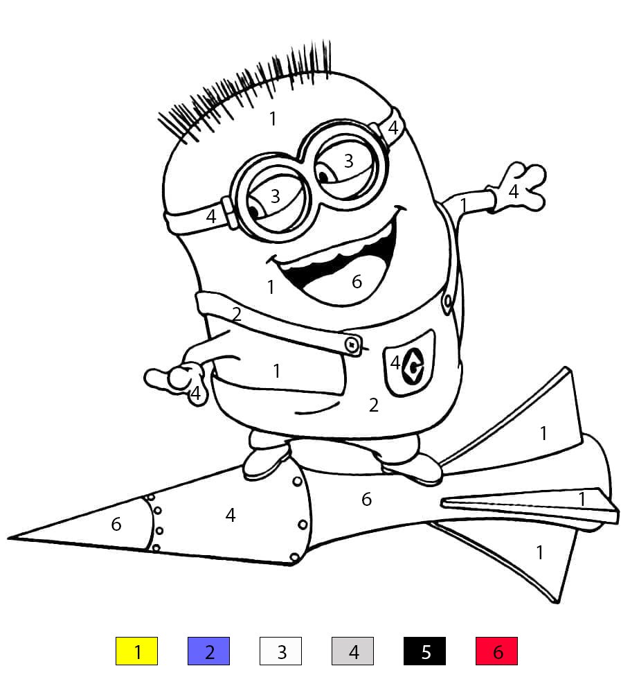 Minion et fusée Coloriage Magique