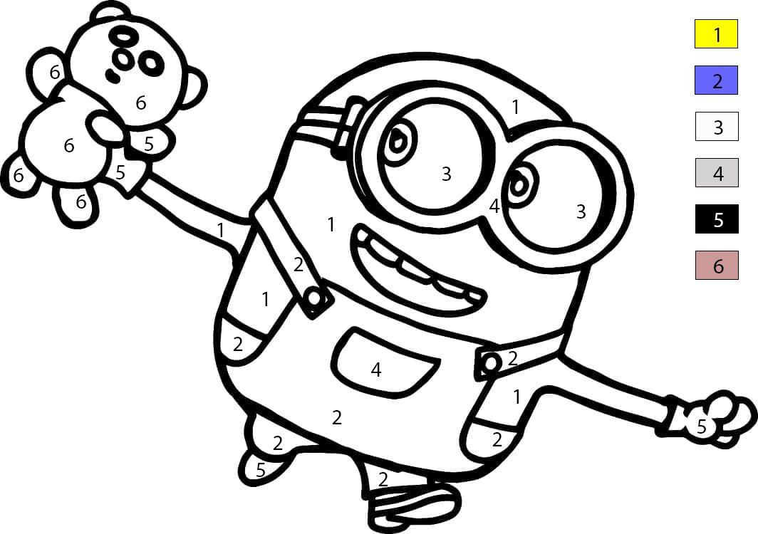 Minion et ours en peluche Coloriage Magique