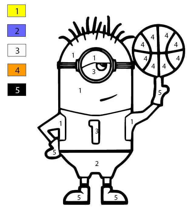 Minion joue au basket-ball Coloriage Magique