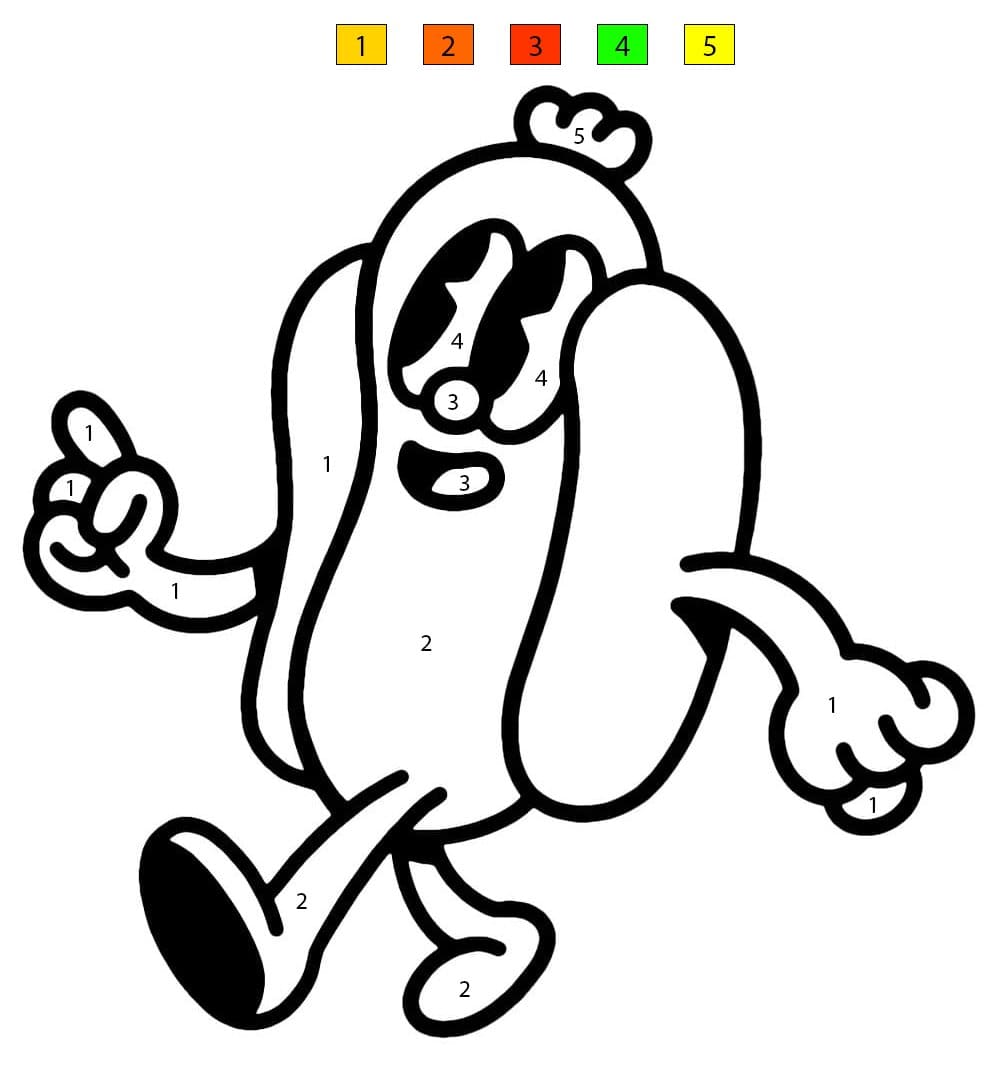 Personnage de hot-dog Coloriage Magique
