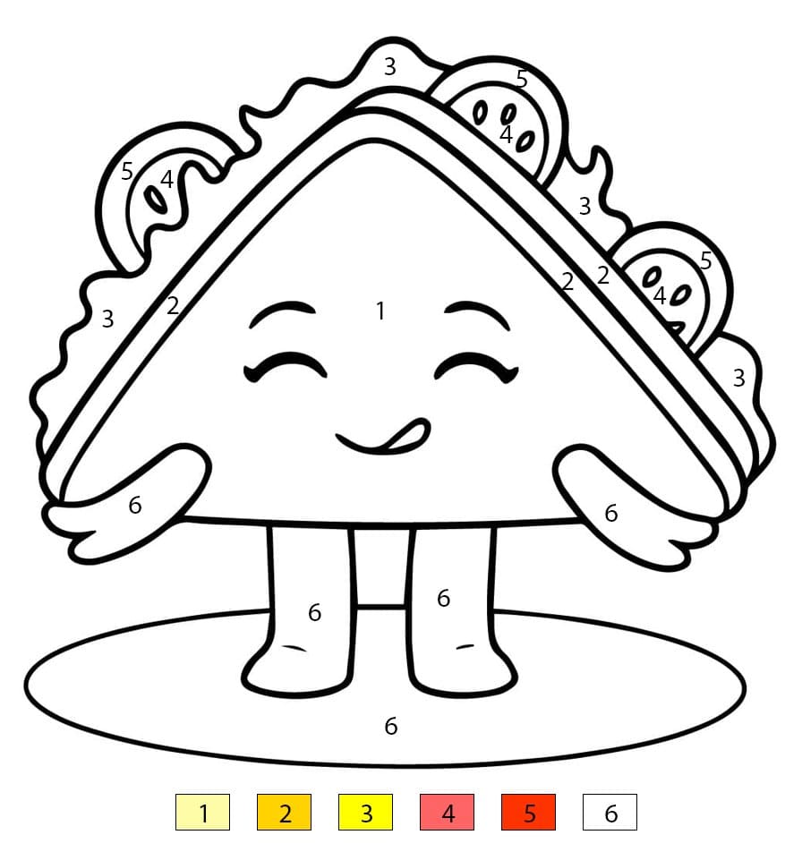 Personnage de sandwich Coloriage Magique