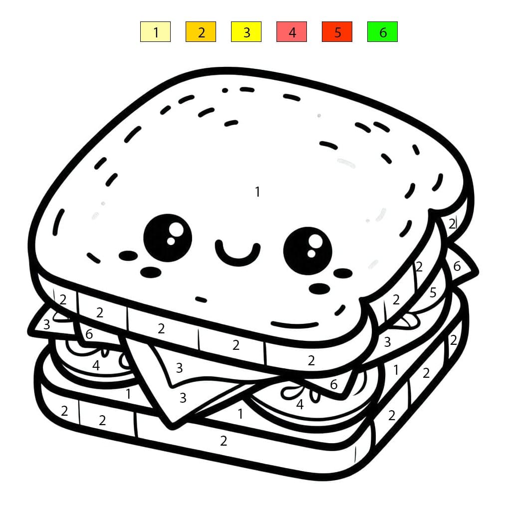 Sandwich adorable Coloriage Magique
