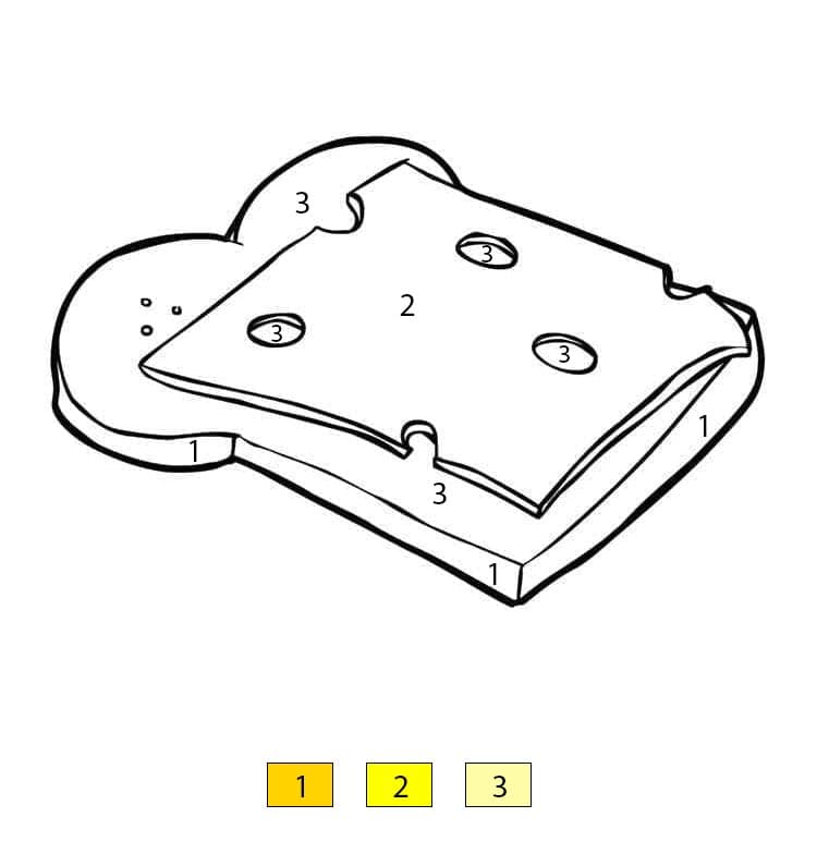 Sandwich au fromage Coloriage Magique