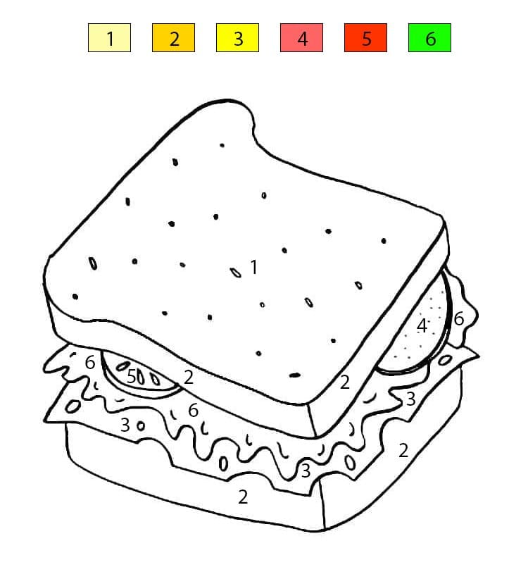 Sandwich classique Coloriage Magique