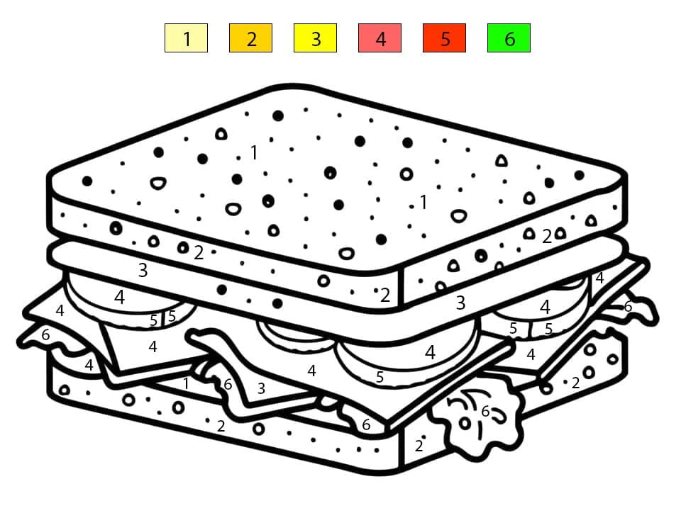 Sandwich coloré Coloriage Magique