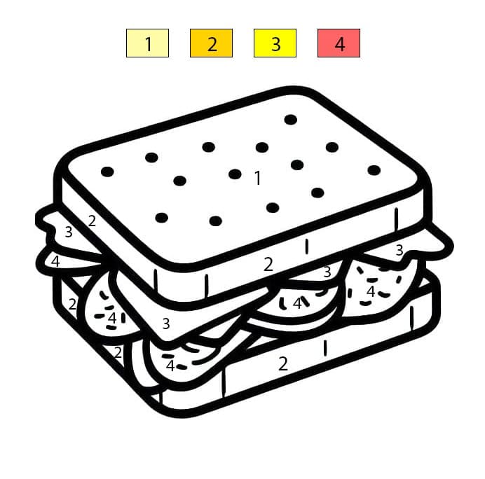 Sandwich de base Coloriage Magique