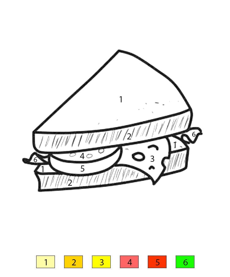 Sandwich délicieux Coloriage Magique