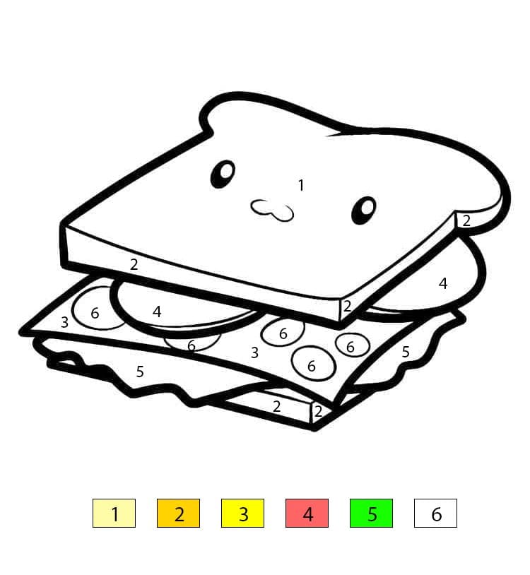Sandwich kawaii Coloriage Magique