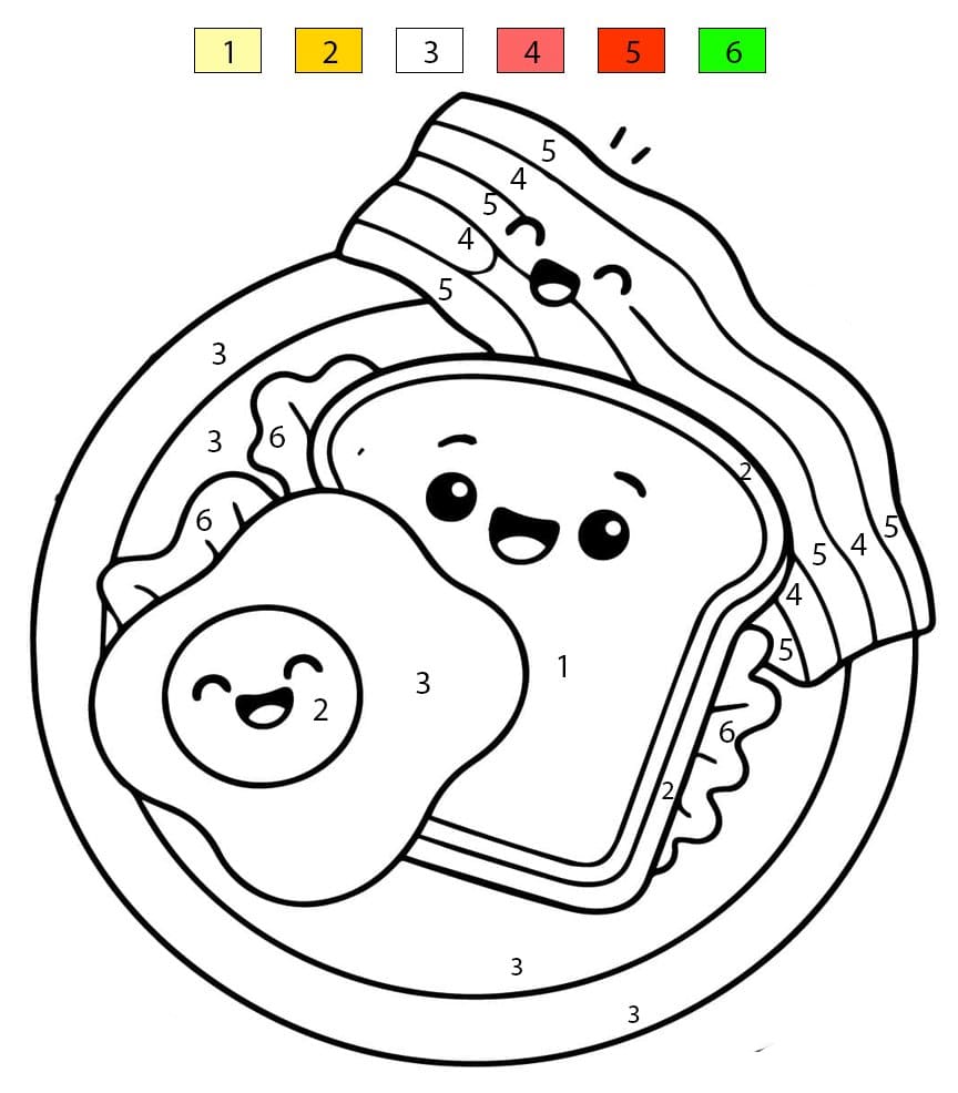 Sandwich pour le petit-déjeuner Coloriage Magique