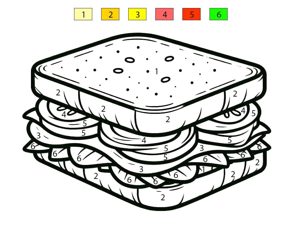 Sandwich salé Coloriage Magique