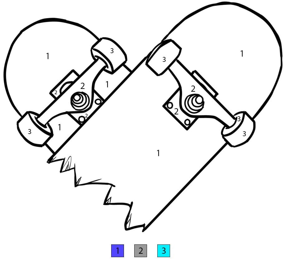 Skateboard cassé Coloriage Magique